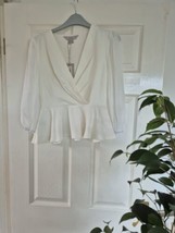 Cream Peplum Blouse Size 8 - $18.95