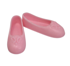 VINTAGE 1990's MATTEL BARBIE LIGHT PINK SLIP-ON PLASTIC LOAFER SHOES W/ BOW - $4.75