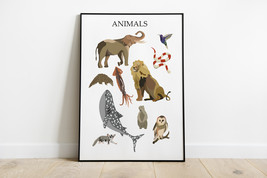 children&#39;s posters, animals, kids, educational games, print, decor, room  - £12.75 GBP