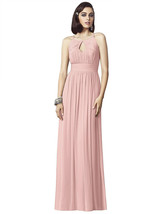 Dessy 2906...Full Length, Chiffon Halter Dress....Rose......Size 0....NWT - £36.77 GBP