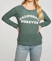 Chaser Rpet Knit Long Sleeve Raglan Pullover In California Forever Greenhouse - £30.11 GBP