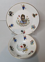 Vtg Arklow Ironstone 6&quot; Bowl and 8&quot; Plate Set Ireland Children Nursery Rhyme - £34.58 GBP