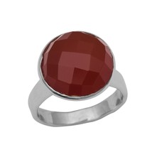 Handmade Checkerboard Natural Red Onyx Ring in 925 Sterling Silver - 9.5 Cts. - £26.37 GBP