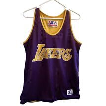 Vtg 80s LA Lakers Starter Basketball Jersey Purple Gold Reversible M/L T... - $102.60