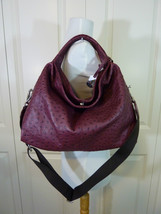 NWT Furla Burgundy Red Wine Ostrich Embossed Leather S/M Elisabeth Tote Bag $598 - £366.03 GBP