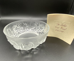 Vintage VERLYS Art Glass Frosted Satin BOWL ROSES 2 1/4&quot; x 5 1/2&quot; - $24.72