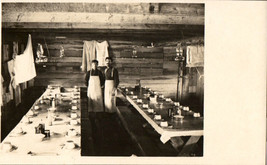 c1910 AZO RPPC Real Photo Postcard Of Logging Camp Dining Hall - £15.73 GBP