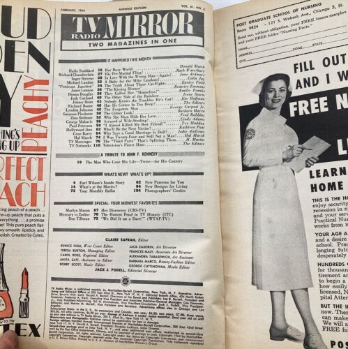 VTG TV Radio Mirror Magazine February 1964 Donna Douglas, Mike Landon No Label Item image 3