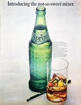 Sprite Ginger Ale Cocktail Mixer Green Bottle-1963 Vintage Print Ad - $11.38