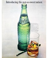 Sprite Ginger Ale Cocktail Mixer Green Bottle-1963 Vintage Print Ad - $11.38