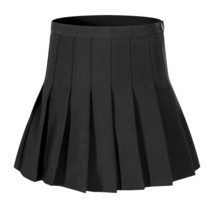 Girl`s High Waist Solid Pleated Mini Slim Single Tennis dress Skirts (XS, Black) - $23.75