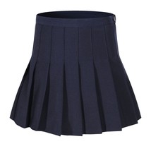 Girl's High Waist Solid Pleated Mini Slim Single Tennis Skirts ( XS, Dark Blue) - $23.75