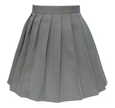 Women`s School Uniform High Waist Flat Pleated Skirts (4XL ,Dark grey) - $24.74