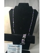 RNL Magnetic Jewelry Necklace Bracelet Choker Purple White Gray - £9.76 GBP