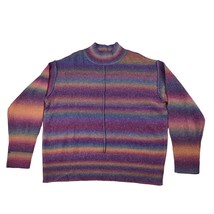 Beach Lunch Lounge Sweater Women’s XL 16/18 Purple Orange Stripes Mock Neck - £26.13 GBP