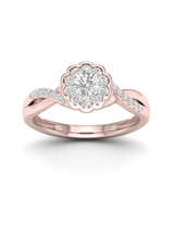 10K Rose Gold 1/3Ct TDW Diamond Twist Shank Engagement Ring - £295.38 GBP