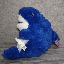 Nanco Blue Shark Plush 10.5" Stuffed Animal Glitter Eyes Belly Buddy NWT New - $13.46