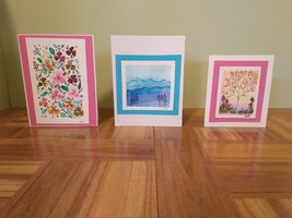 3 Handmade Original Watercolor Blank Nature Themed Greeting Cards  - $8.00