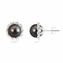 Authenticity Guarantee 
ANGARA Solitaire Tahitian Pearl Twist Rope Stud Earri... - £576.71 GBP