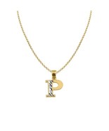 Genuine 14k Two-tone Gold 0.59&quot; Diamond-cut Initial Letter P Necklace 16... - $389.01 CAD+