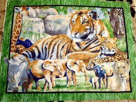It&#39;s Zoological Jungle Animals Quilt Fabric Panel Springs Industries - £14.38 GBP