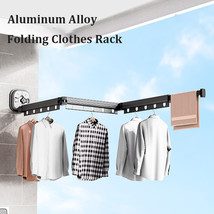 Suction Cup Folding Clothes Hanger Indoor Home Balcony Aluminum Retractable Dryi - £23.55 GBP+