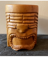 WOODEN CARVED ANTIQUE TIKI MUG - $14.56