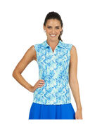 NWT Ladies IBKUL CORA JADE BLUE Sleeveless Polo Golf Shirt - Size Large - $64.99