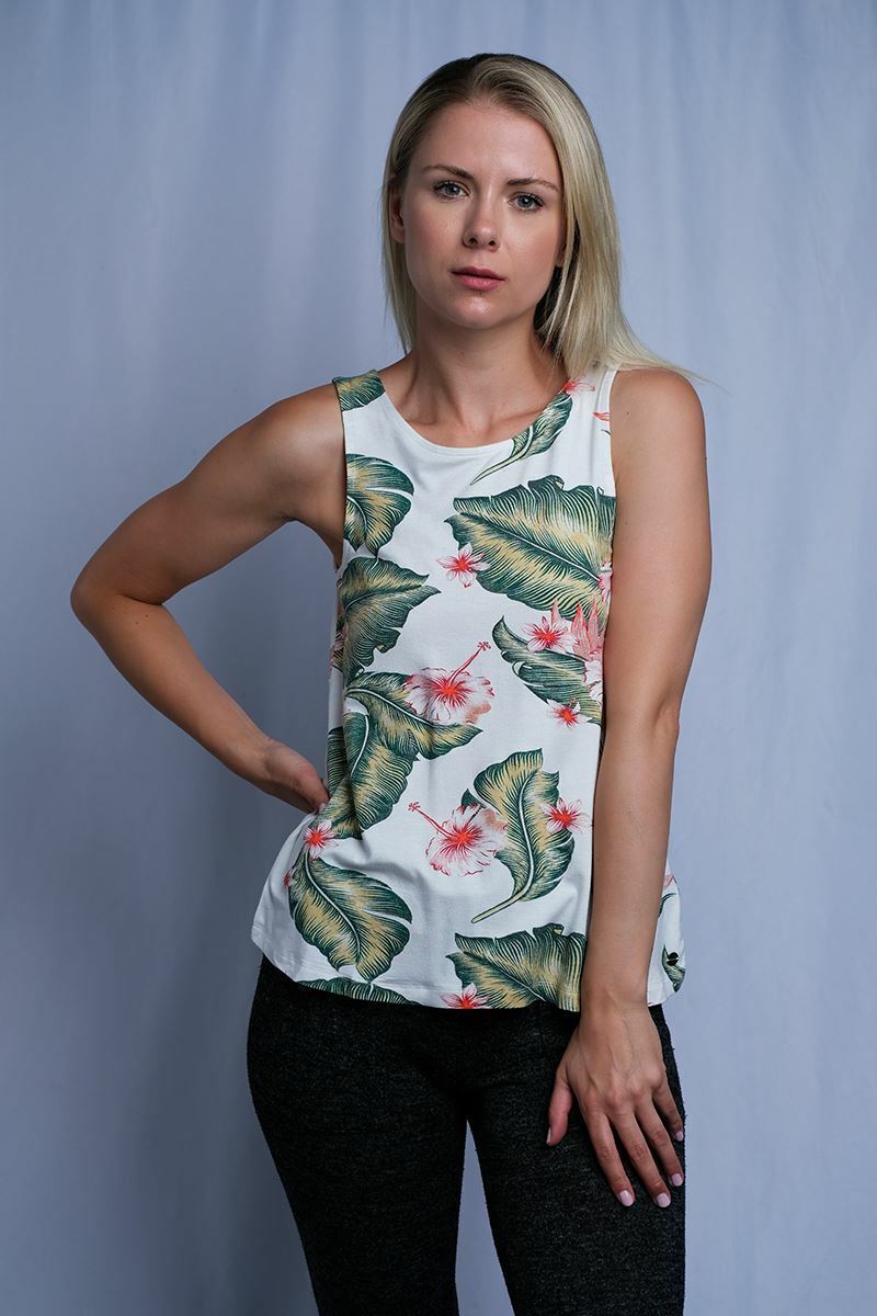 Primary image for Roxy Women's Floral White With Knit Back Sleeveless Tank Top (S10)