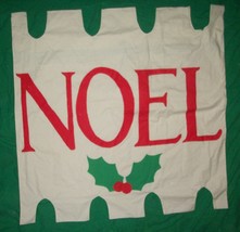 Vtg Hand Sewn Noel Flag Big Pennant Merry Christmas Feliz Navidad Folk Art Craft - £33.24 GBP