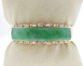 Vintage Estate Green Jade Solid 14k Yellow Gold Handmade 6.25 Bracelet - $6,102.99