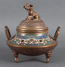 Chinese brass and champleve enamel censer - £644.51 GBP