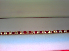 Tennis Bracelet--Ruby/Diamond 7 1/4&quot; 14K Yellow Gold - $970.99