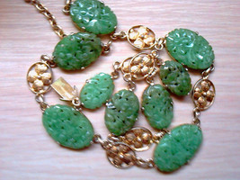 Chinese Gold Gilt Silver Jadeite Jade Necklace and Bracelet Set - £1,620.67 GBP