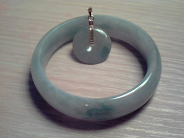 Natural Grade A Grayish Green Jadeite Jade Carved 18K Donuts Pendant &amp; B... - $18,681.78 MXN