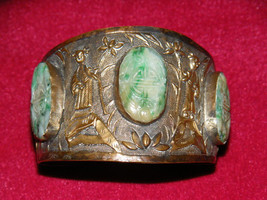 Chinese Jadeite Jade Inlaid Bangle Bracelet - £496.18 GBP