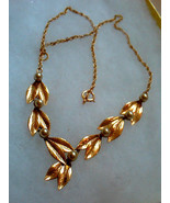 Beautiful Vintage Retro 1/20 12K Gold Leaves &amp; Pearls Necklace - £232.60 GBP