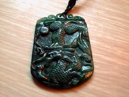 Dark Green Jade Dragon Ruyi Pendant Natural Jadeite GRADE A - £444.33 GBP