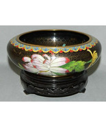 Cloisonne bowl on wooden stand - £302.75 GBP