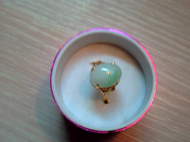 Gorgeous Jade Filigree &amp; 14 KT. Gold Adjustable Ring !! - £274.41 GBP