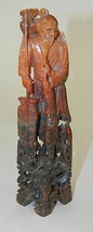 Oriental hard stone carving of man with fish - $243.59