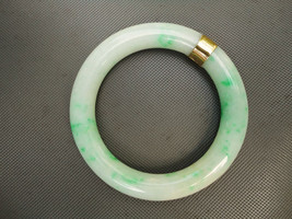 1 Vintage 14K Chinese Carved Jadeite Jade Bracelet Moss in Snow - £2,483.12 GBP