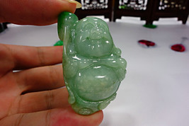 [Certified] 100% Natural A Grade Green Jade / Icy Jadeite Buddha Lucky Pendant - £296.55 GBP