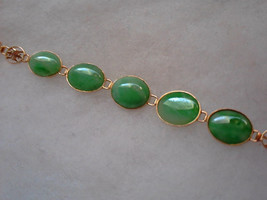 Vintage Estate 14k Yellow Gold Apple CAB Jade Jadeite Bracelet CHINESE 7.25&quot; - £2,225.86 GBP