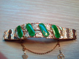 Antique Imperial Green Jade Diamonds 18+ Carat Gold Chinese Bracelet Han... - $328,083.45 MXN