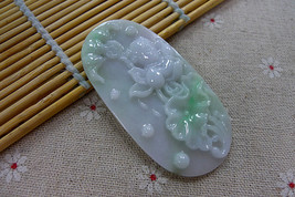 Cert&#39;d Fine Natural A Lavender(春彩料)Jadeite Jade Lotus Child(童子戏莲) Pendant - £448.55 GBP