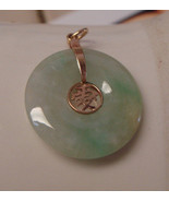 Natural Jadeite Jade Pendant Antique Estate Vintage 14KT Gold Love - £259.21 GBP