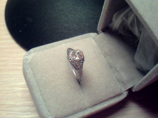 Spectacular Art Deco Sterling Filigree Paste Diamond Solitaire Ring Item image 2