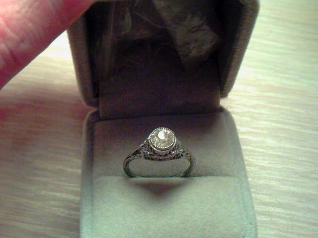 Spectacular Art Deco Sterling Filigree Paste Diamond Solitaire Ring Item image 3