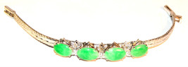 Antique Art Deco Carved Jade And Sterling Silver Bracelet - $570.99